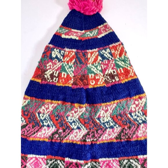 Antique Vintage traditional Andean chullo Peruvian hand-knitted hat main image 12